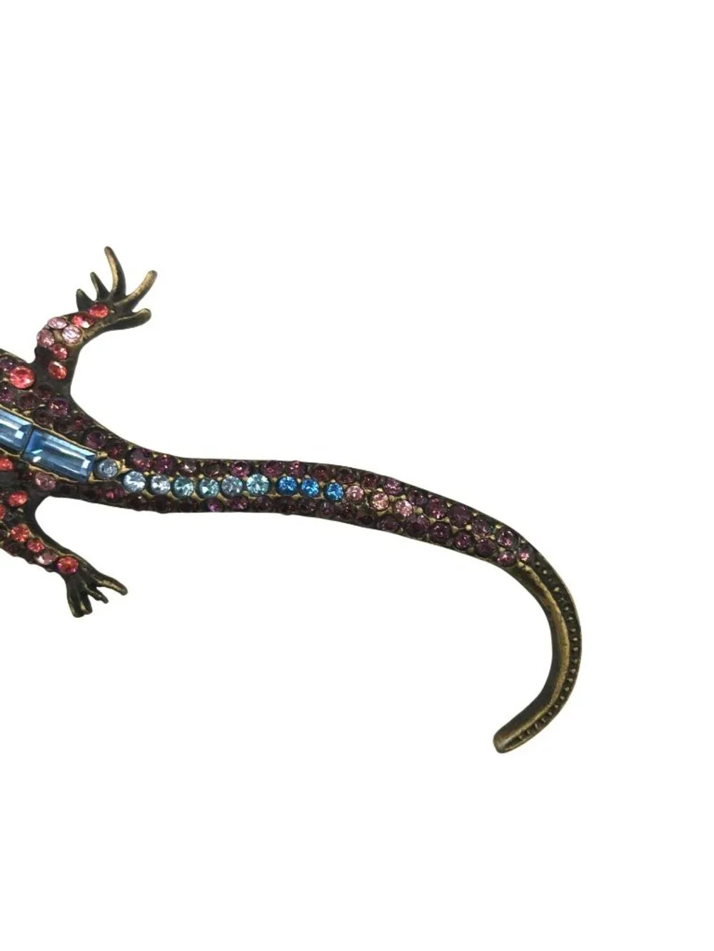 Jay Strongwater Lizard Salamander Pink Blue Swarovski Crystal Stones Brooch Pin